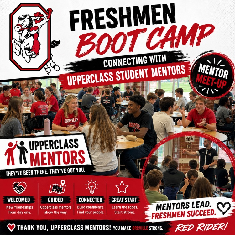 Incoming 9th grade students meeting up with their upperclass mentors! #studentmentors #redridernation