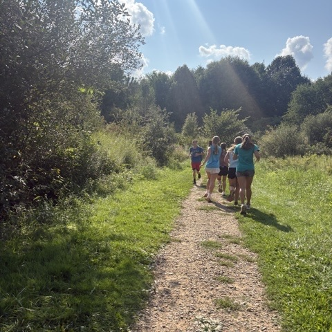 The cross-country team hitting the trails at Silver Creek Park for practice! #everykid #redridernation
