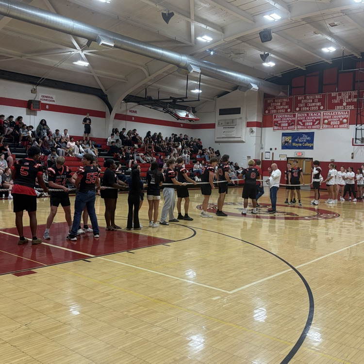 A little tug of war at the OHS rally today! #redridernation