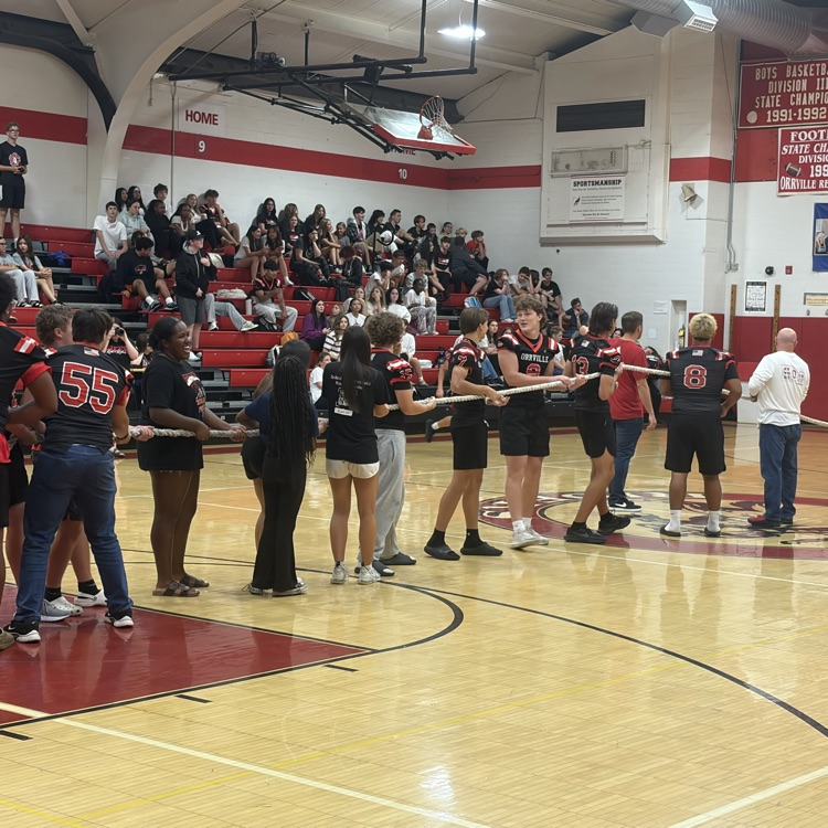A little tug of war at the OHS rally today! #redridernation