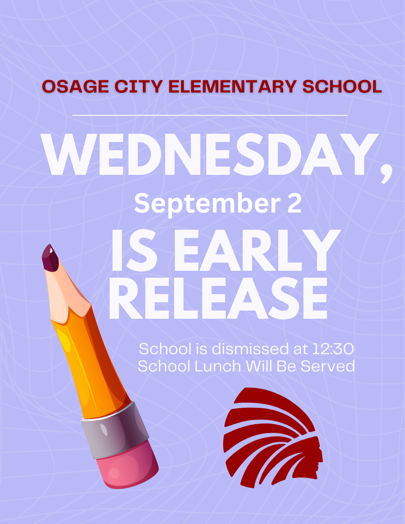 Wednesday, September 2, is Early Release 12:30