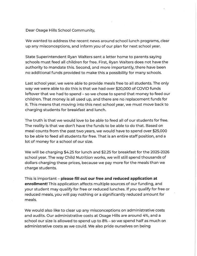 Letter to Families