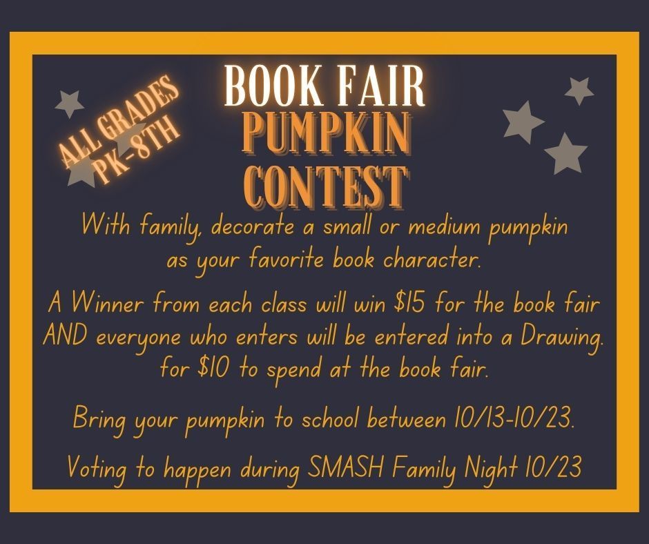 Book Fair Book Character Pumpkin Contest information.