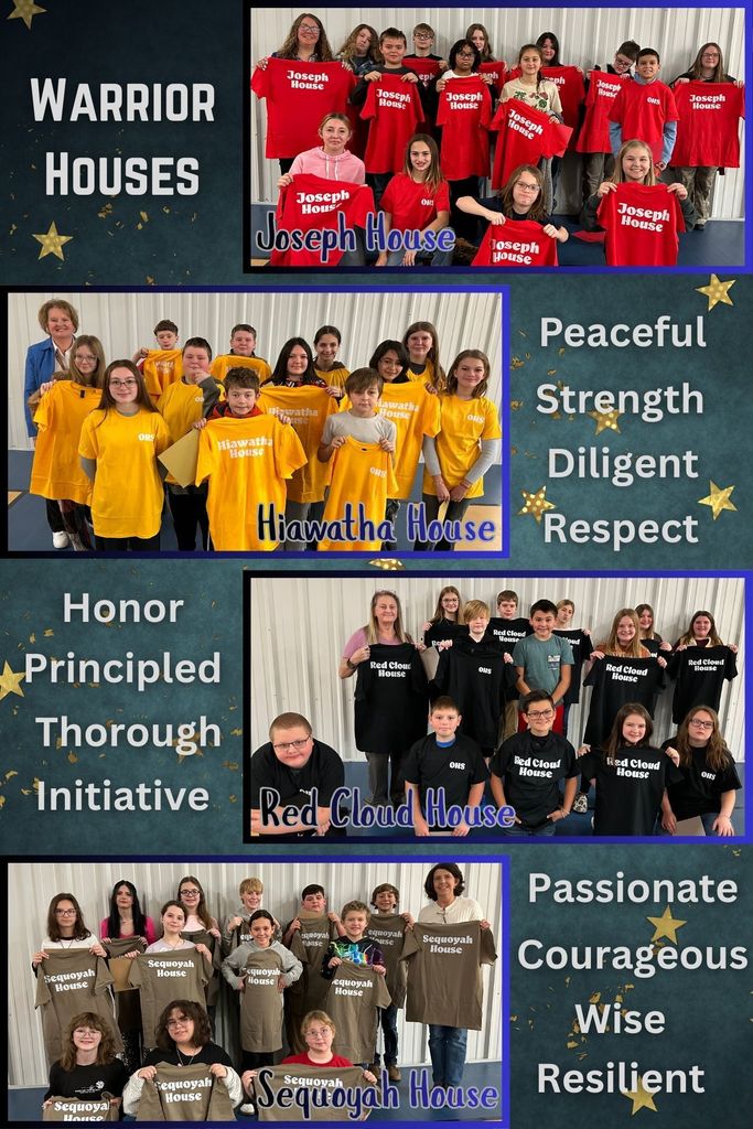 Group photo collage of students with their houses.