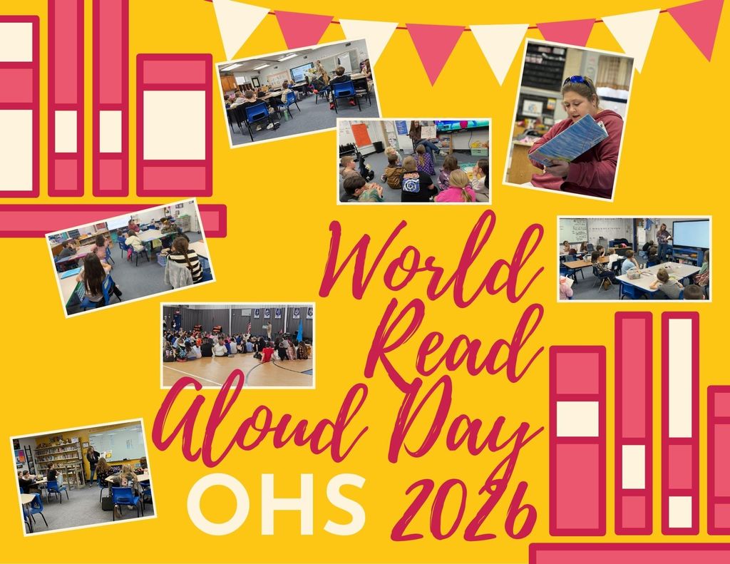 Photo Collage of volunteer readers reading to different classes.