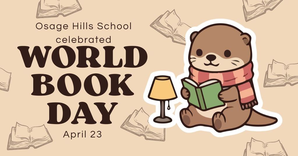 Picture of an otter reading a book on a flyer for World Book Day.