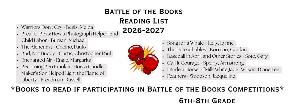 Battle of the Books 6th-8th Book List.