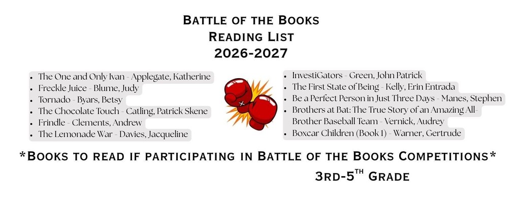 Battle of the Books 3rd-5th Reading List