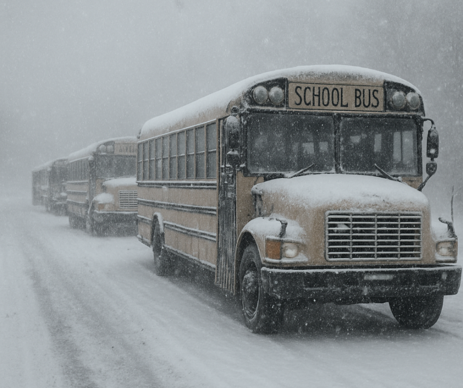 Buses in Snow