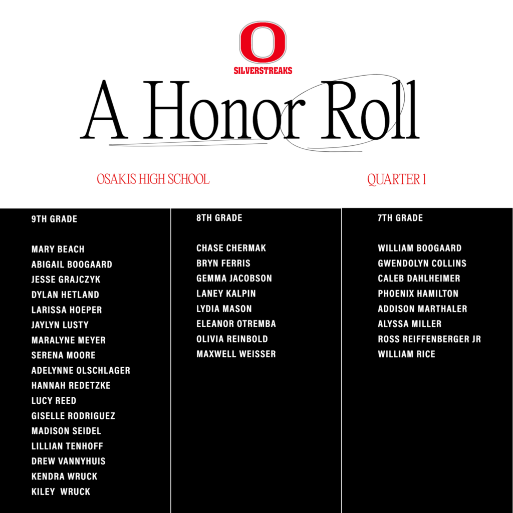 OHS A Honor Roll Quarter 1