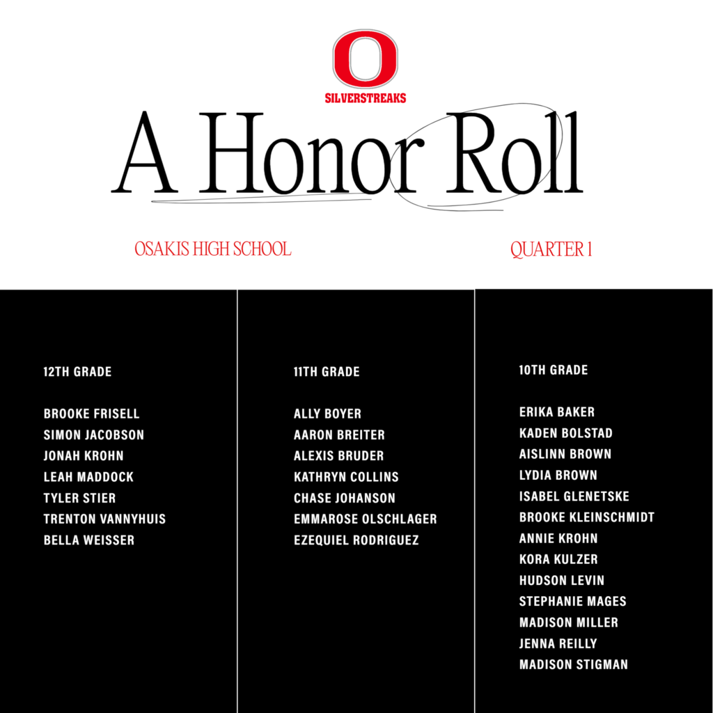 OHS A Honor Roll Quarter 1