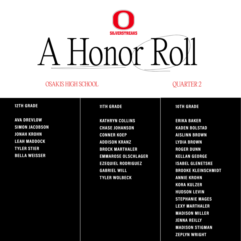 OHS A Honor Roll Quarter 2