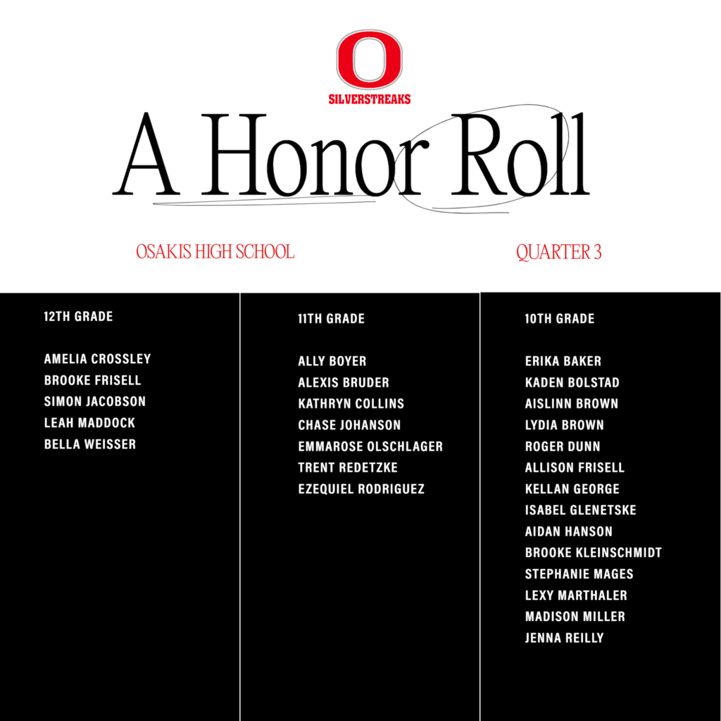 OHS A Honor Roll Quarter 3