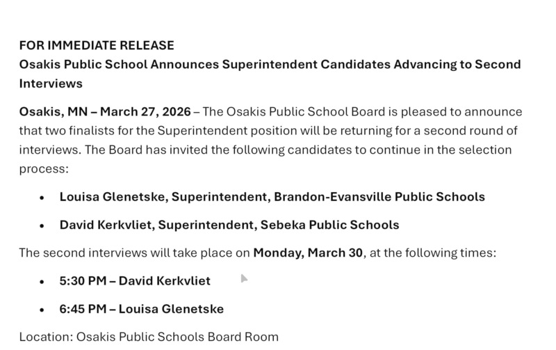 Finalist Press Release