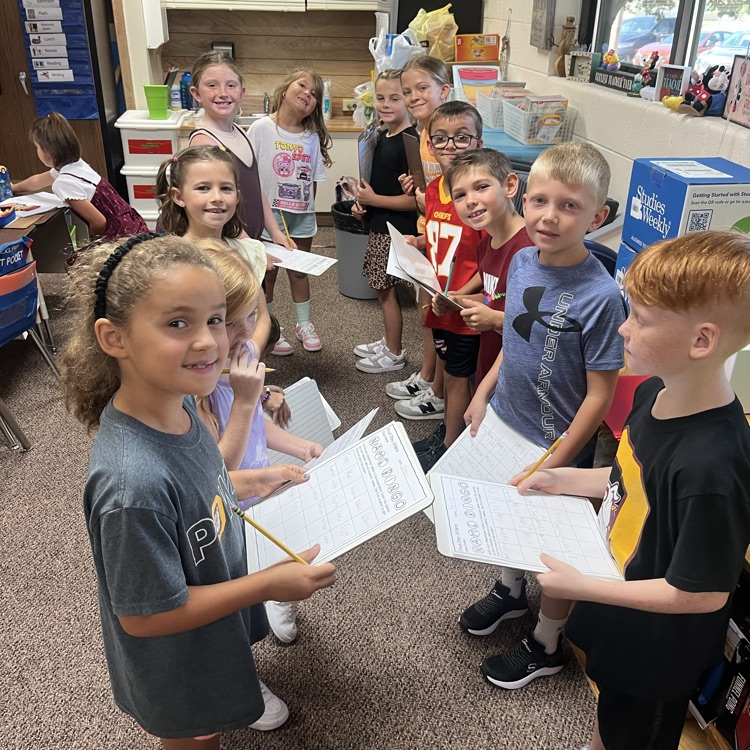 2nd grade had a great first day, we played jitter bingo, drank jitter juice, rescued Fred the worm and sweated a LOT at recess!