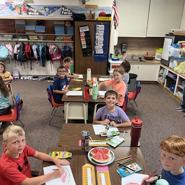 Mrs. Kaser’s class had to draw their snack today. Then they ate it!