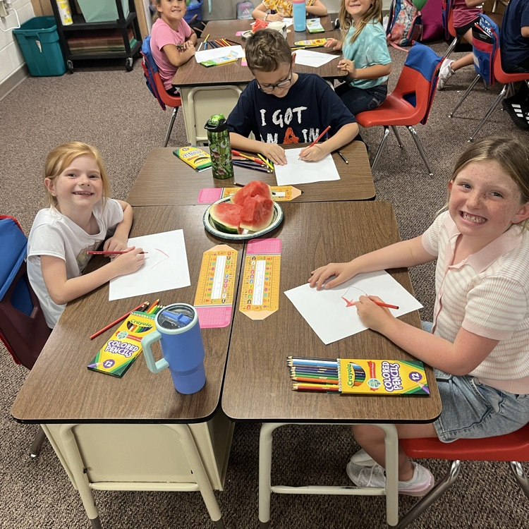 Mrs. Kaser’s class had to draw their snack today. Then they ate it!