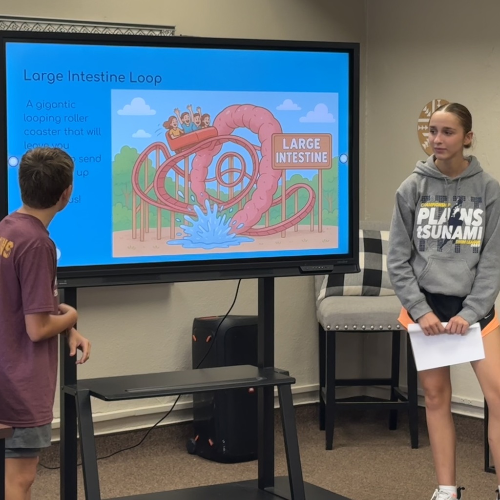 Ms. Cook's Nutrition & Wellness class presented creative theme park designs in class. The theme parks were based on the human digestive system!