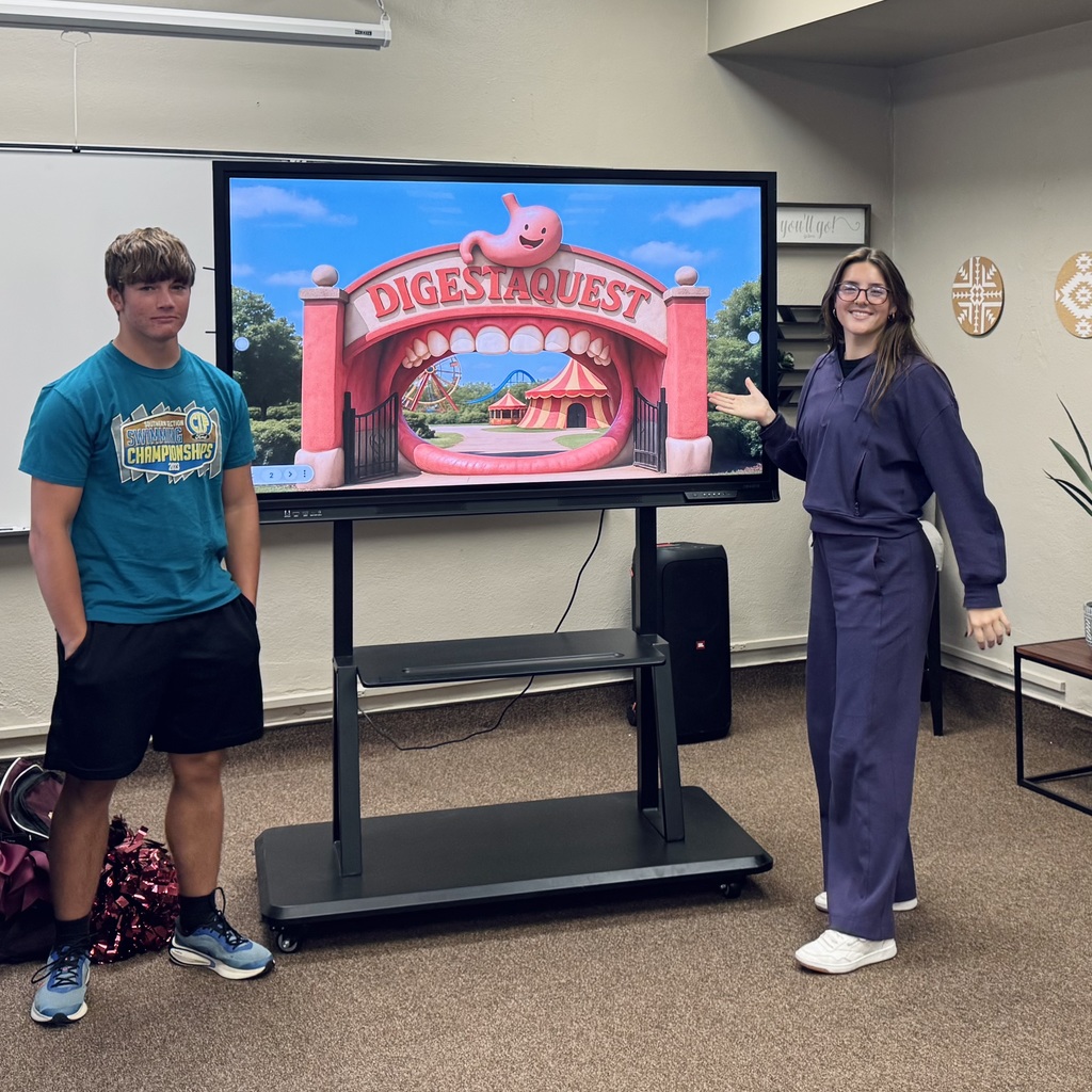 Ms. Cook's Nutrition & Wellness class presented creative theme park designs in class. The theme parks were based on the human digestive system!
