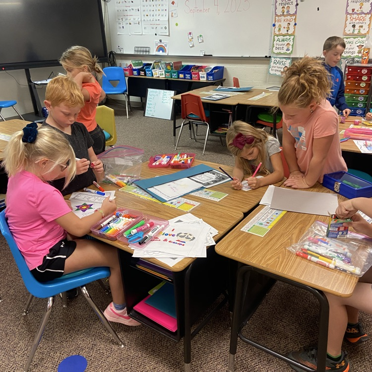 Students have been busy at the elementary school this week working on volleyball skills in PE, prepping for Grandparents Day in 1st grade, and recognizing the letter A in PreK.