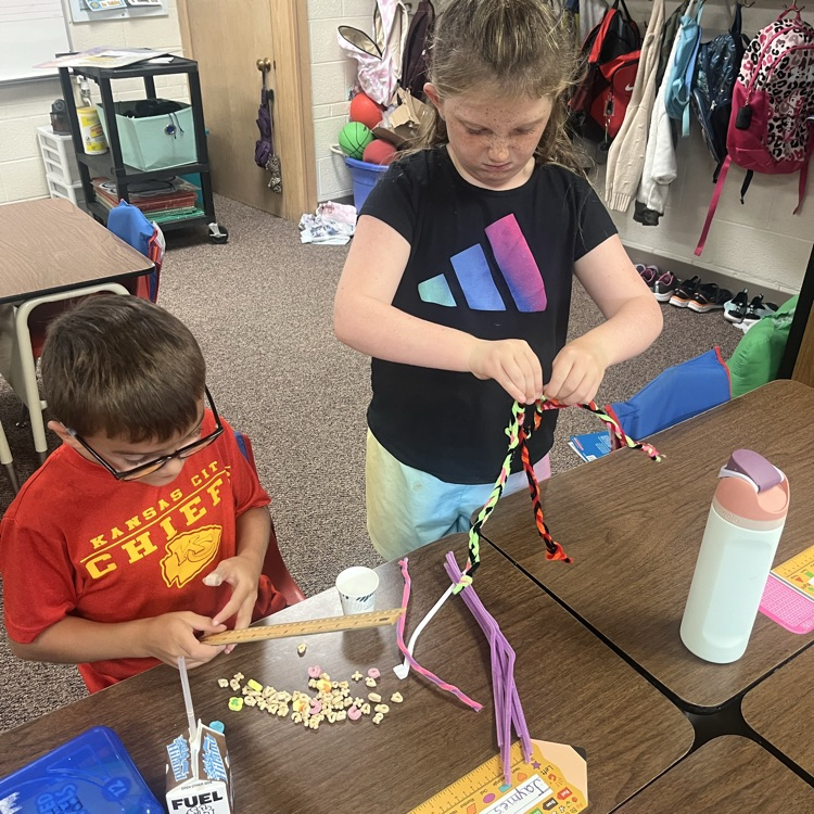 Second grade Kaser’s class was busy today with the pipe cleaner challenge!  Had to be able to keep a cup of coins at least 4 inches off of the desk for up to 15 seconds!