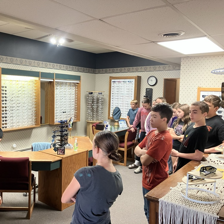 Junior High Careers Class made a visit to Solomon Valley Vision to learn about eye care and other careers and jobs associated with eye care. Bonus of getting to see the new mural being added at the Mini Park by Artist Melanie Ryan. 