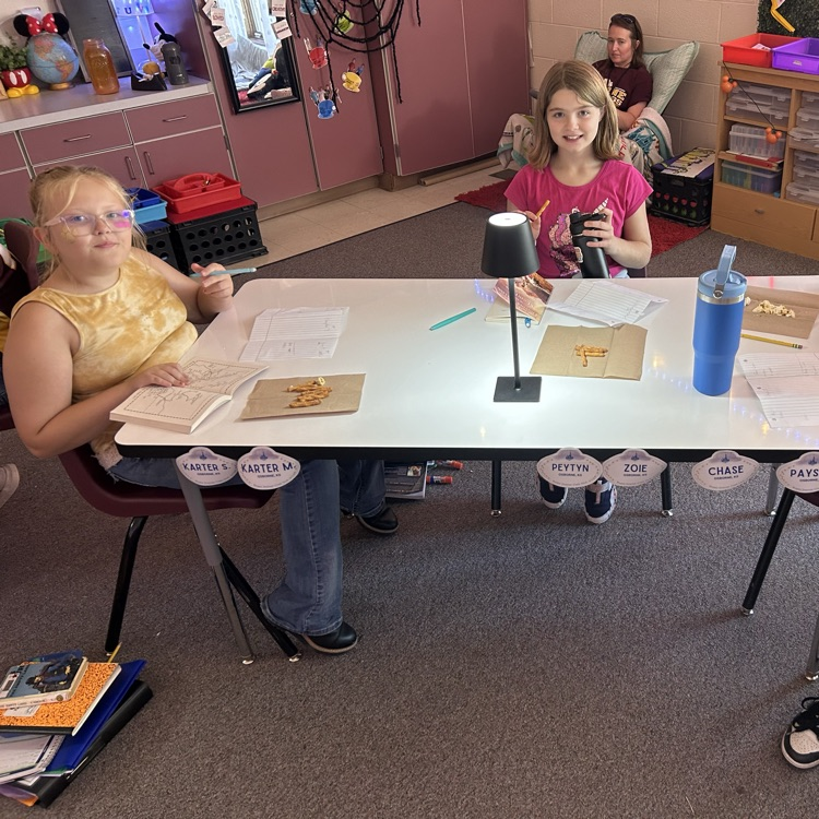 5th graders went to Mrs. Mick’s snack and coffee shop to “taste” their new Thunder Rolling in the Mountains novel. Students filled out menus that discussed what they noticed and wondered about the book while enjoying a snack.