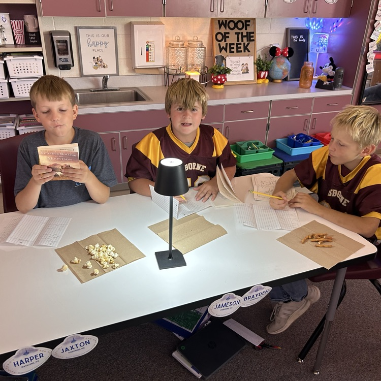 5th graders went to Mrs. Mick’s snack and coffee shop to “taste” their new Thunder Rolling in the Mountains novel. Students filled out menus that discussed what they noticed and wondered about the book while enjoying a snack.