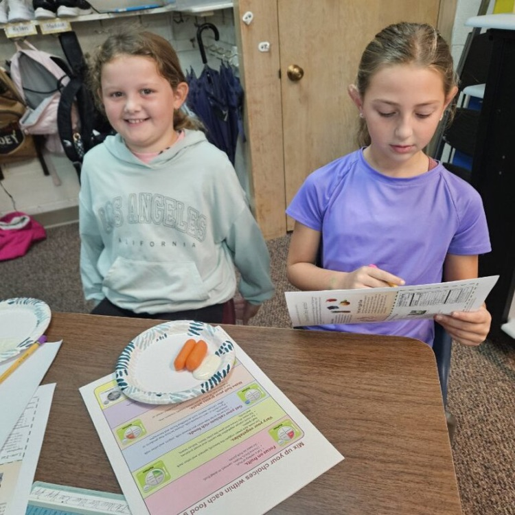Third graders are participating in a healthy choices program through k-state extension. Today they learned all about fruits and vegetables and sampled some with homemade ranch dip!