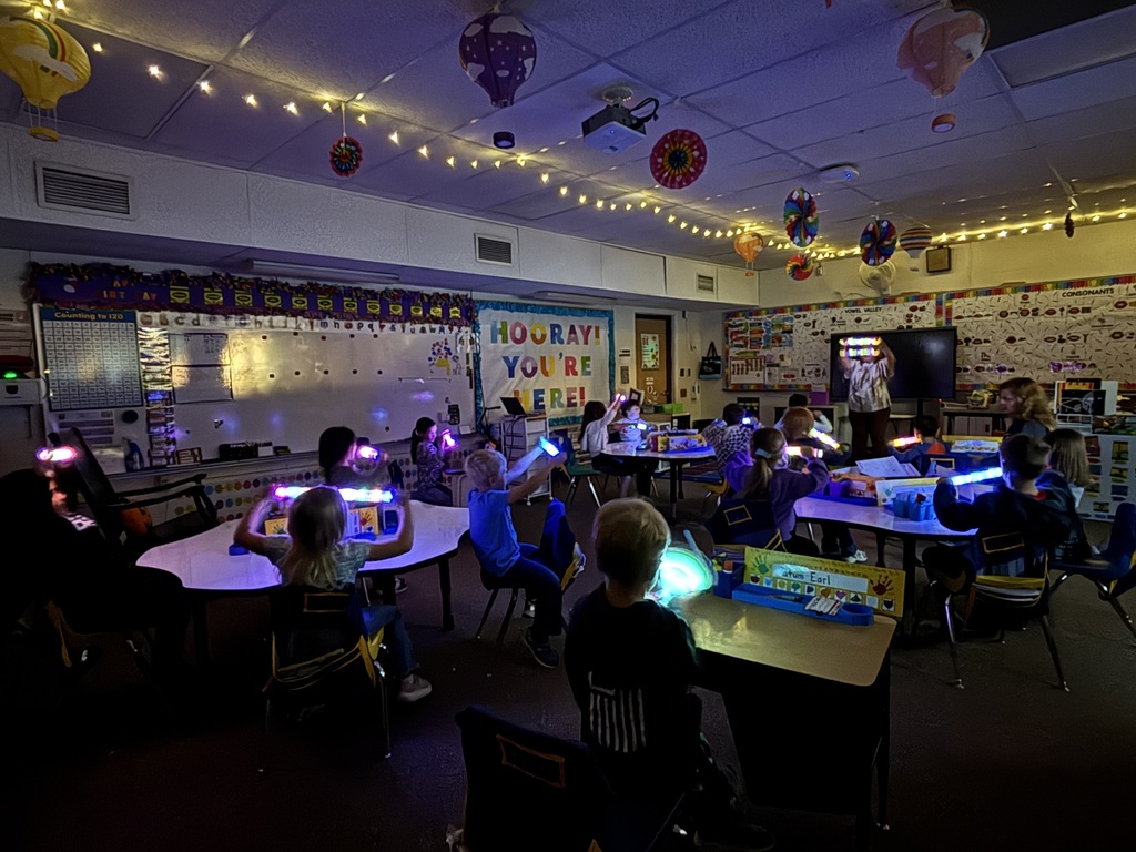 Fun in Mrs. Schultz’s class learning phonics with light up pop tubes today!