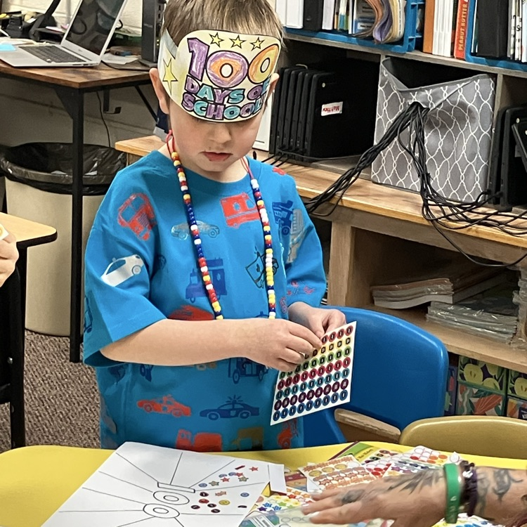 Fun times in Mrs. Carlin’s kindergarten on the 100th day of school!!