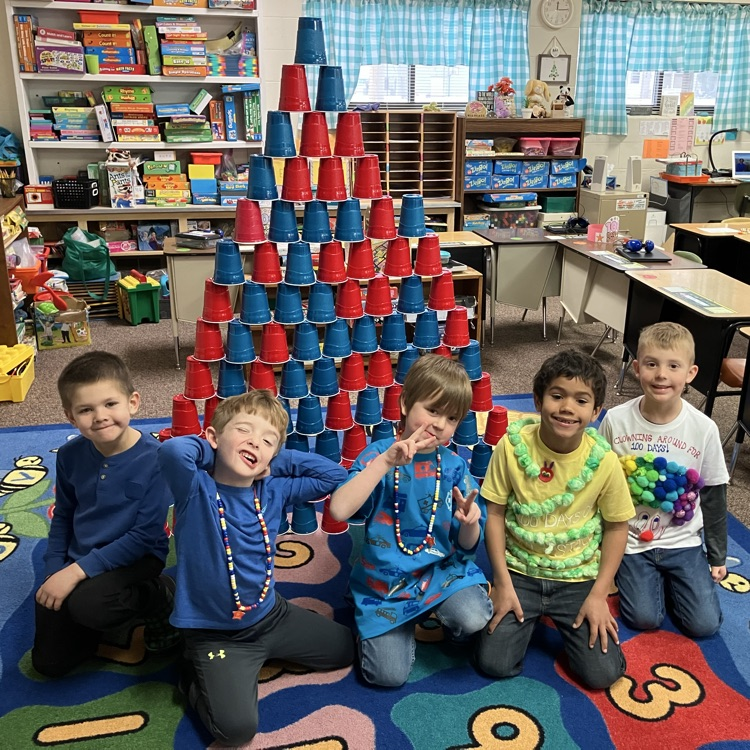 Fun times in Mrs. Carlin’s kindergarten on the 100th day of school!!