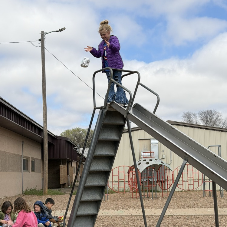 First graders put their engineering skills to use and each made an egg drop creation. Then they tested if their raw egg could survive a fall from the slide! 21 eggs survived! 7 eggs did not fare so well, but everyone had a great time trying!