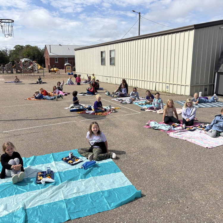 P is for Picnic! First grade enjoyed their lunch outside today!