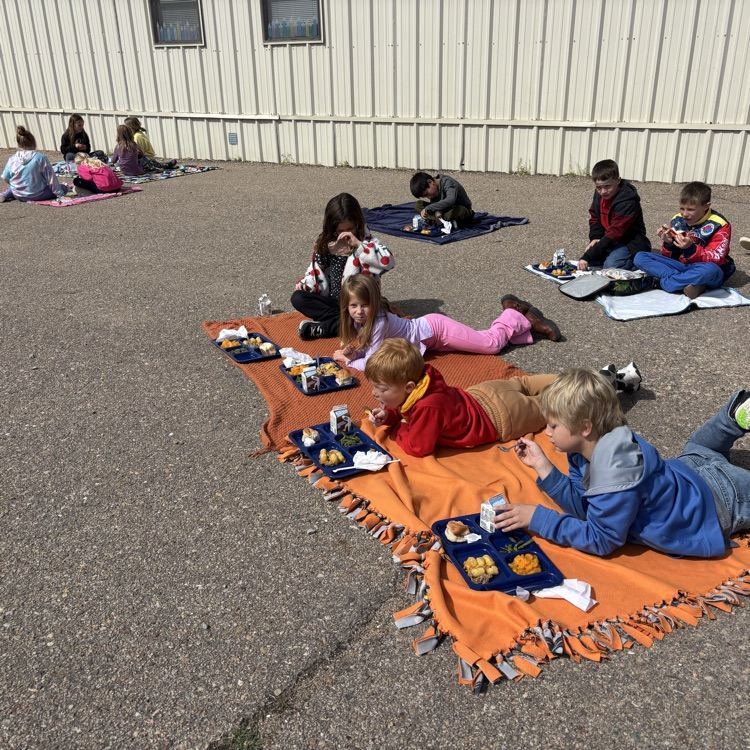P is for Picnic! First grade enjoyed their lunch outside today!