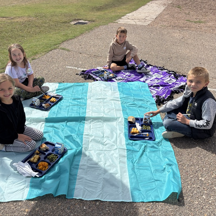 P is for Picnic! First grade enjoyed their lunch outside today!