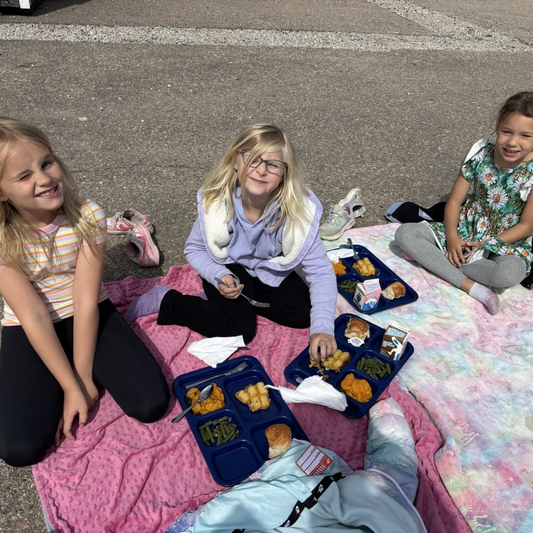 P is for Picnic! First grade enjoyed their lunch outside today!