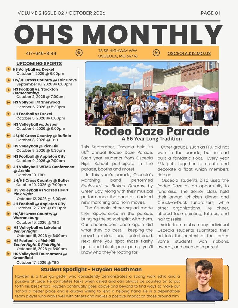 First Page of the OHS Monthly