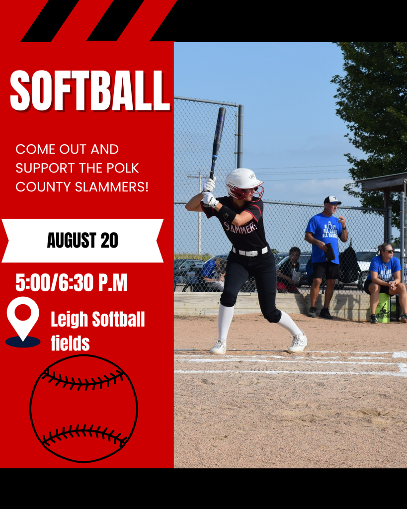 A softball player swinging her bat.