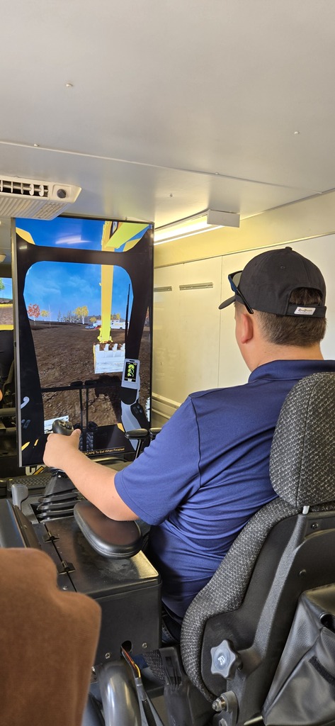 In an excavator simulation.