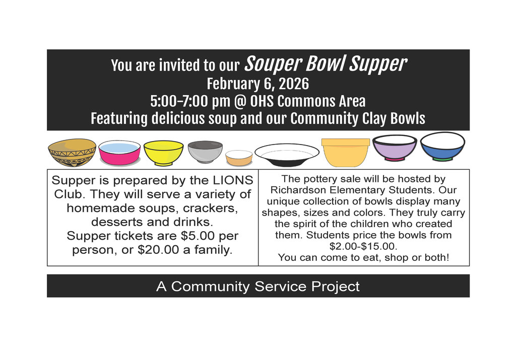You are invited to our Souper Bowl Supper, February 6, 2026 5:00-7:00 pm