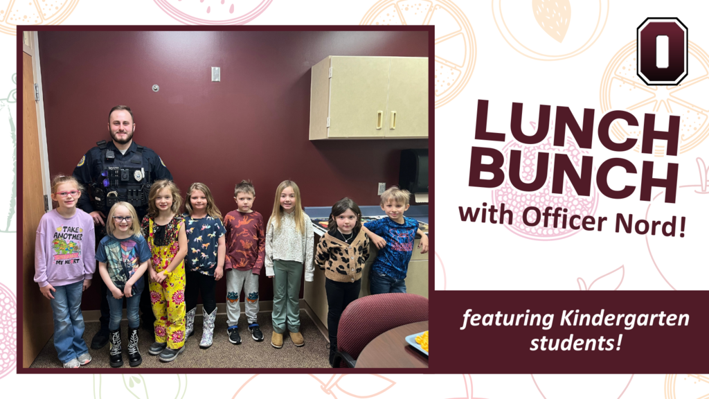 lunch bunch with officer nord, featuring Kindergarten students