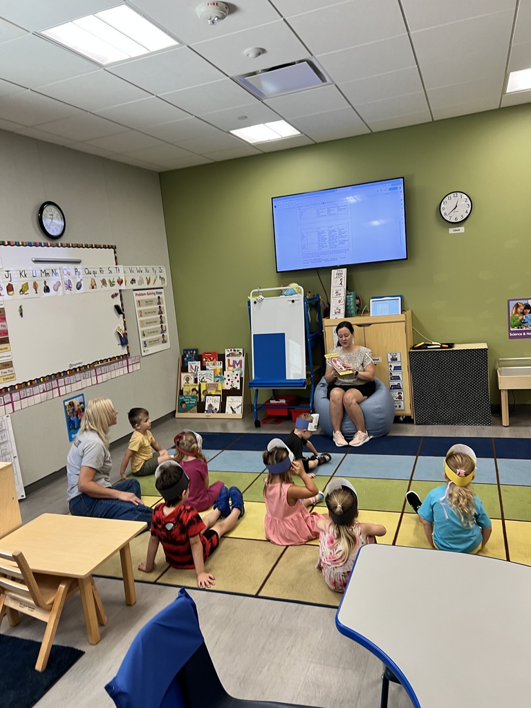 Oskaloosa preschoolers learning on their first day of school. 