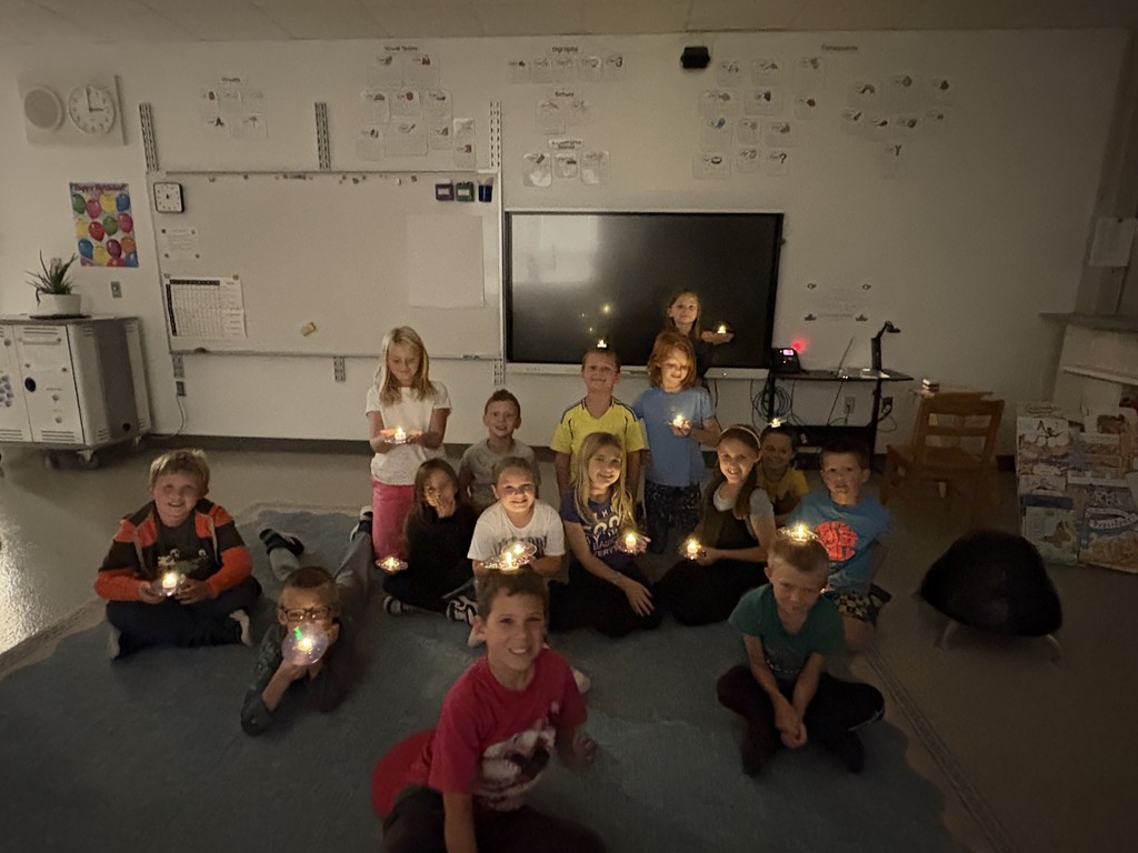 Students with lights