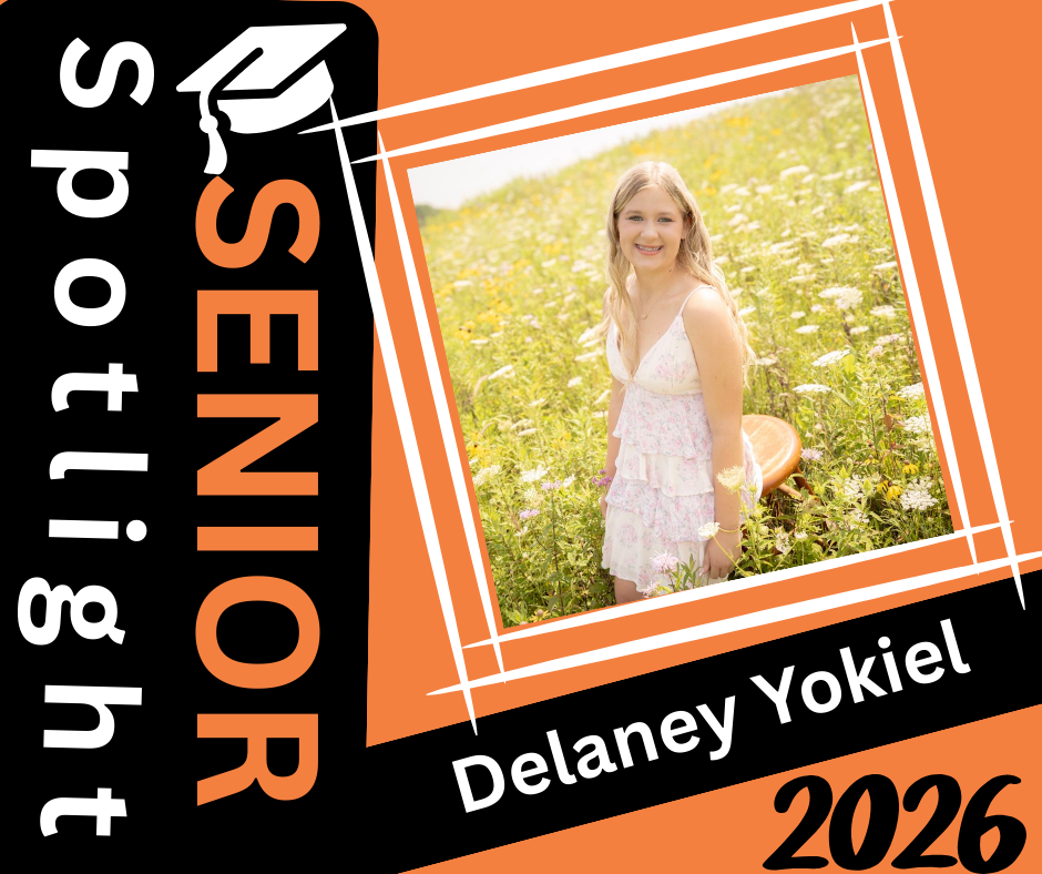 Delaney Yokiel Senior Picture in Field of flowers
