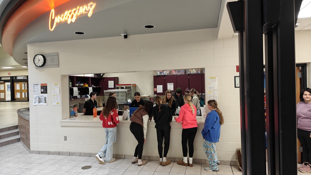 students at concession stand