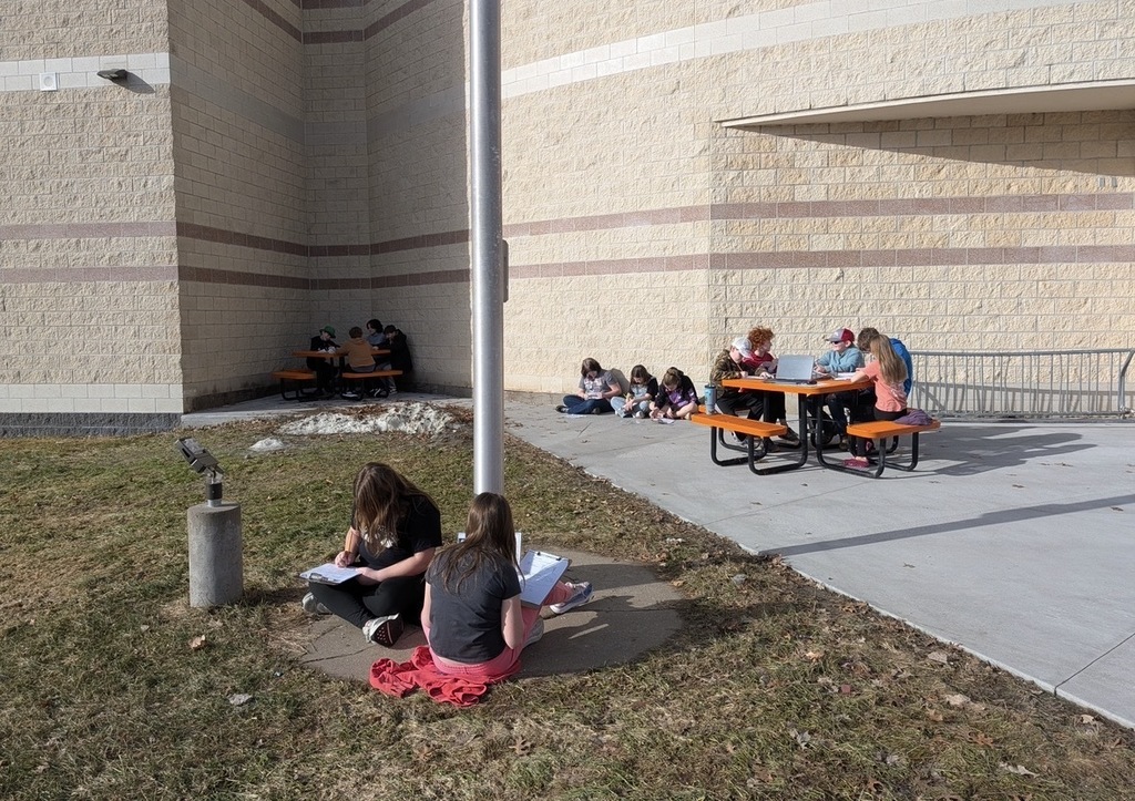 students working outside