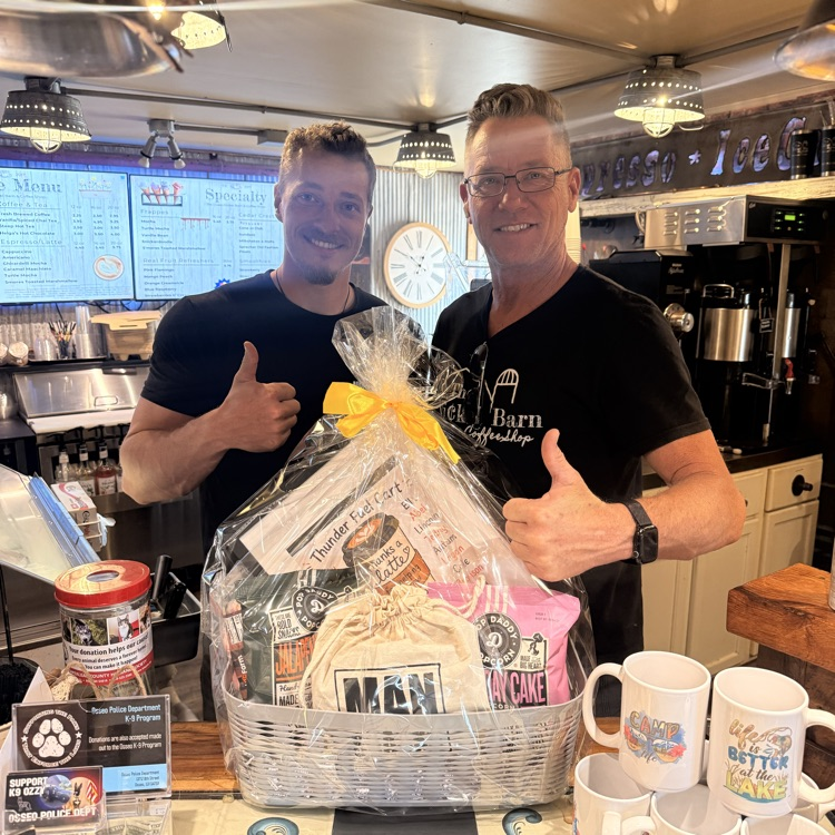 Kurt and Levi with gift basket