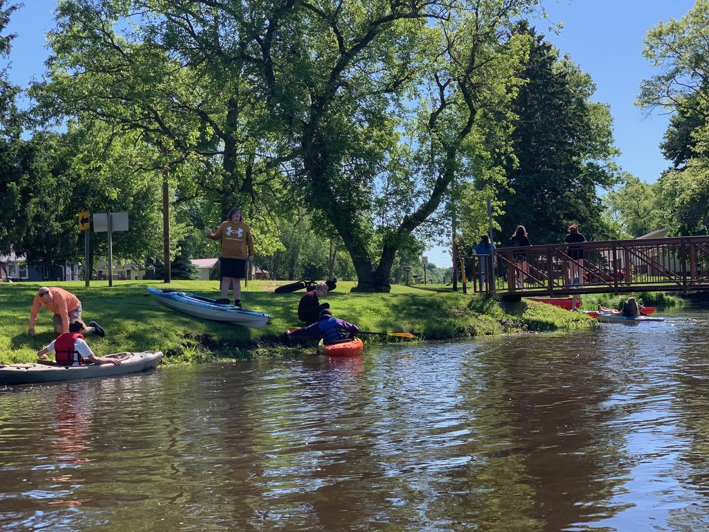 student in kayak