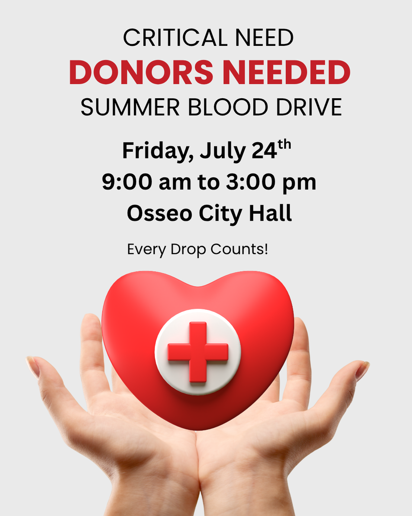 Summer Blood Drive Donors Needed Heart and Hands Graphic